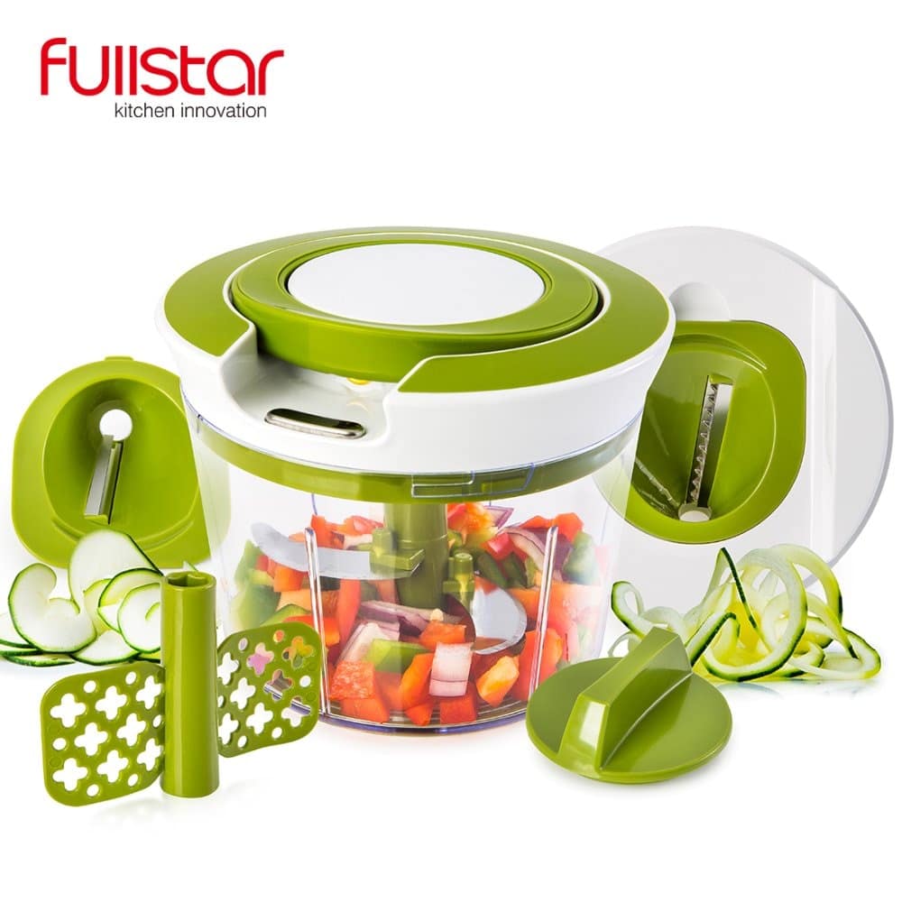 Quick Pull String Food Chopper Spiral Slicer Powerful Manual Hand Held Chooper/Mixer/Blender
