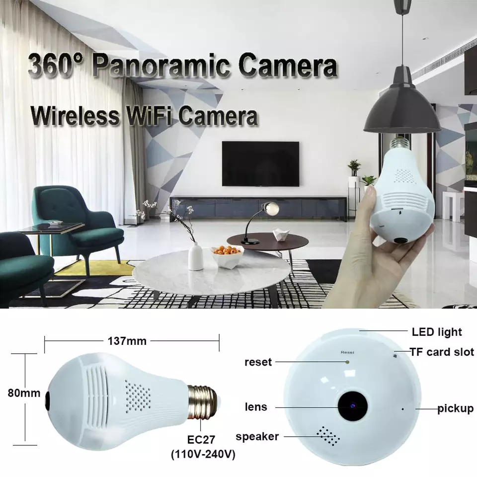 2 in 1 Panoramic Smart WIFI Bulb Camera - Image 2