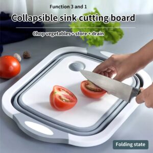 Collapsible storage chopping board with drainage