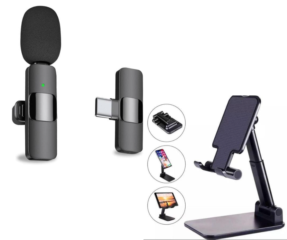 WIRELESS MICROPHONE + PHONE HOLDER